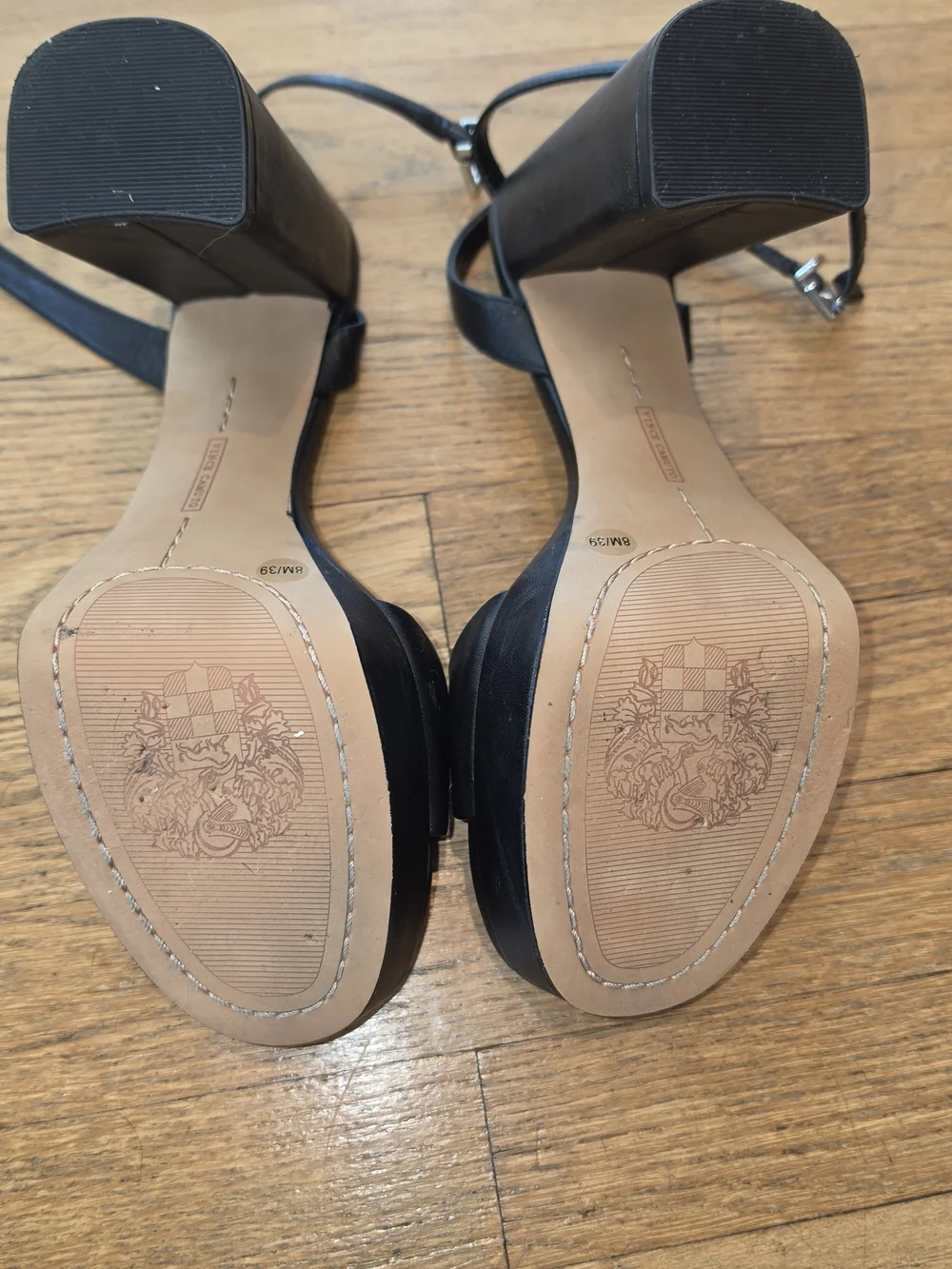 Vince Camuto Black Leather Pendry Platform Sandal Open-Strap Ankle Tie Heels